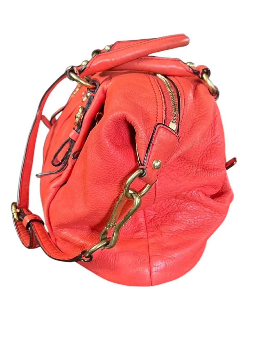 Coach Madison Juliette Satchel Coral Leather Bag 21222 GUC
